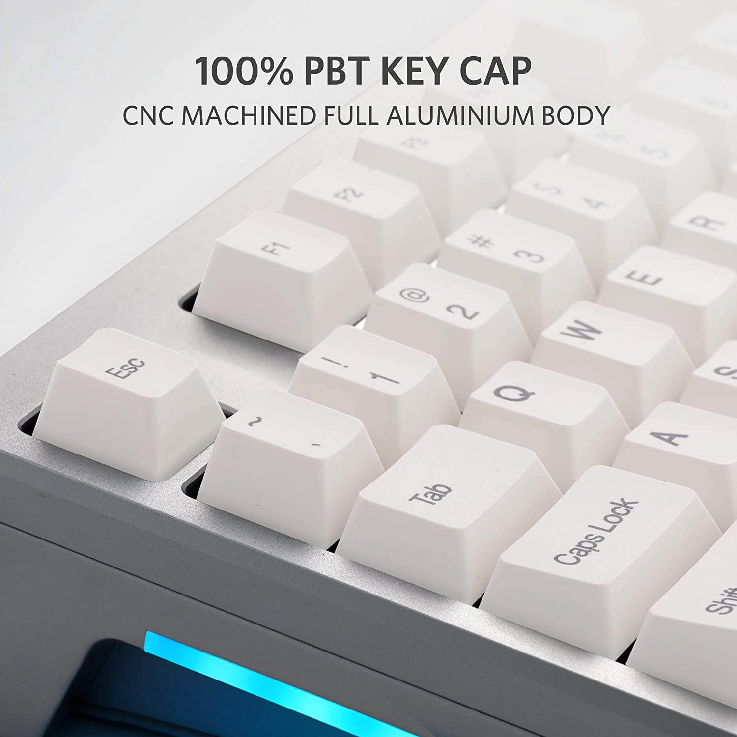 ABKONCORE AR87 - CNC Full Aluminum 6.83lbs - Cherry MX Red Swtiches - Dye Sublimated Keycaps - Sapce Saving Design - Zipper Pouch (Cherry MX Red)