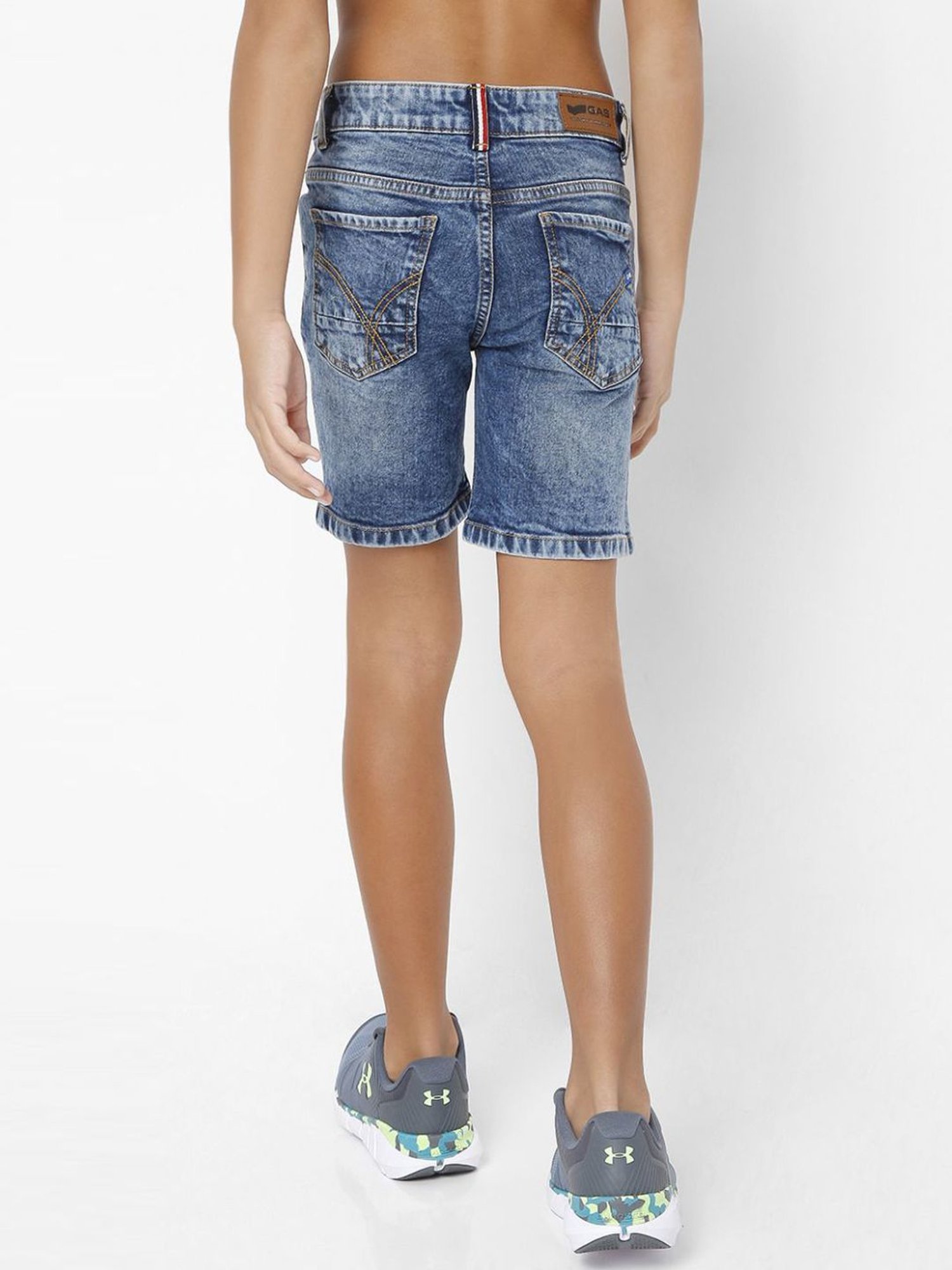 Gas Kids Blue Distressed Shorts
