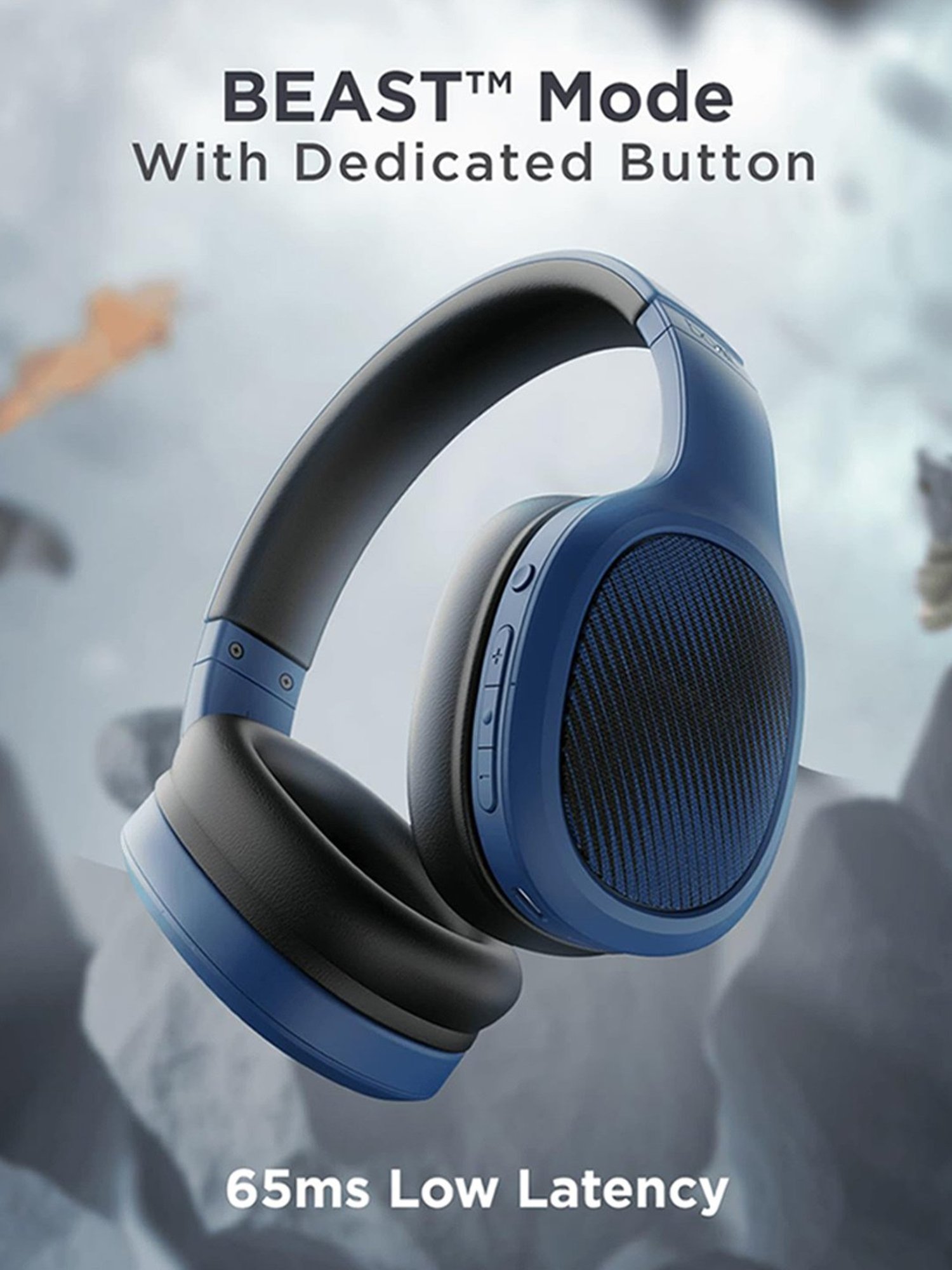 Boat Rockerz 460 Wireless Over Ear Headphones with Up to 30hrs Playtime (Blue)