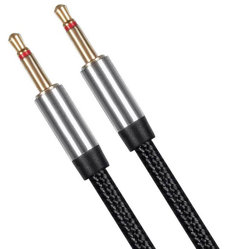 Monolith Dual 2.5mm to 3.5mm Headphone Cable - 6 Feet - Black With Braided Auxiliary Audio Cord