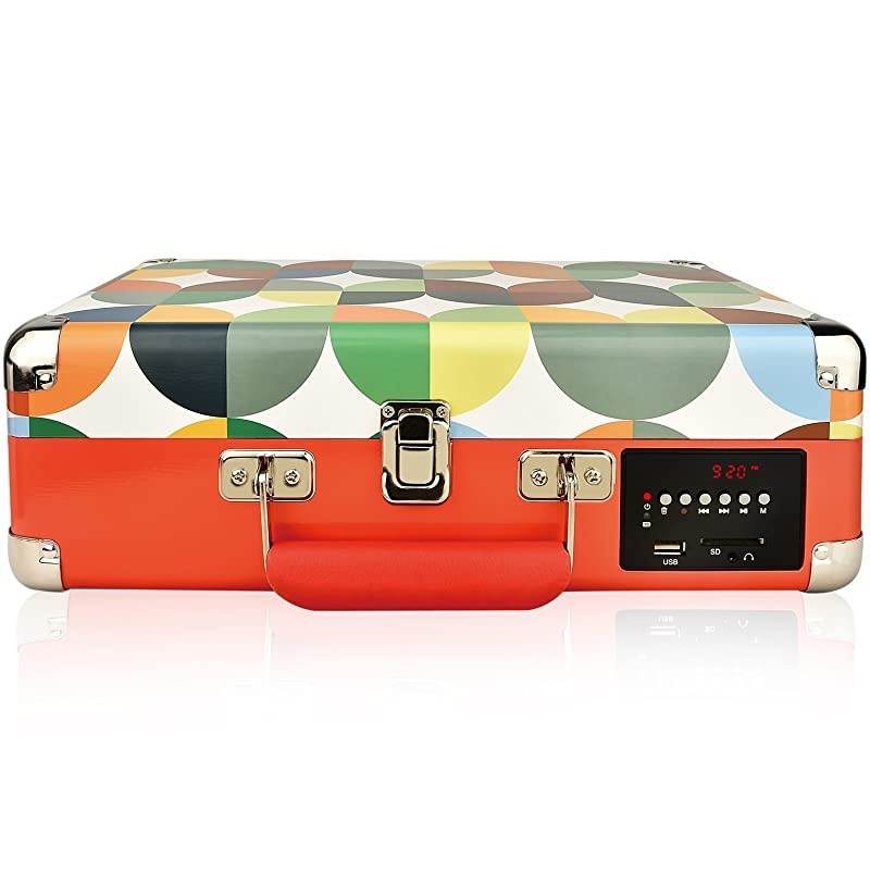 Record Player Turntable Suitcase with MultiFunction BluetoothFM RadioUSB and SD Card PortVinyl to MP3 Converter