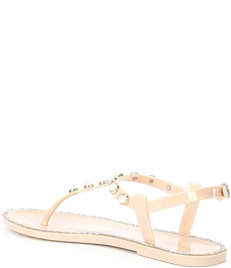 Carvela Kanga Faux Pearl Embellished Detail Jelly Thong Sandals