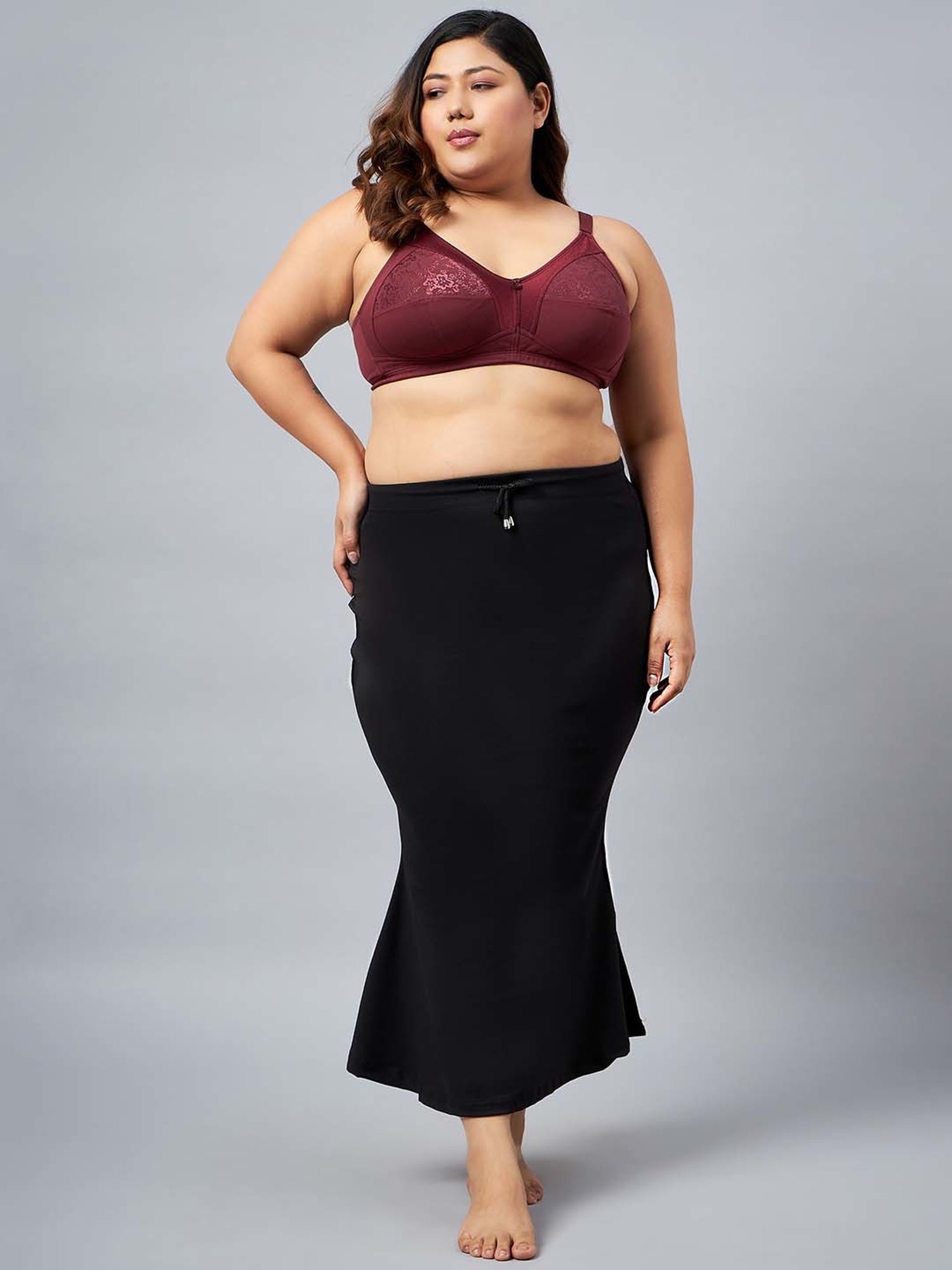 Secrets By ZeroKaata Black & White Plain Saree Shapewear - Pack Of 3