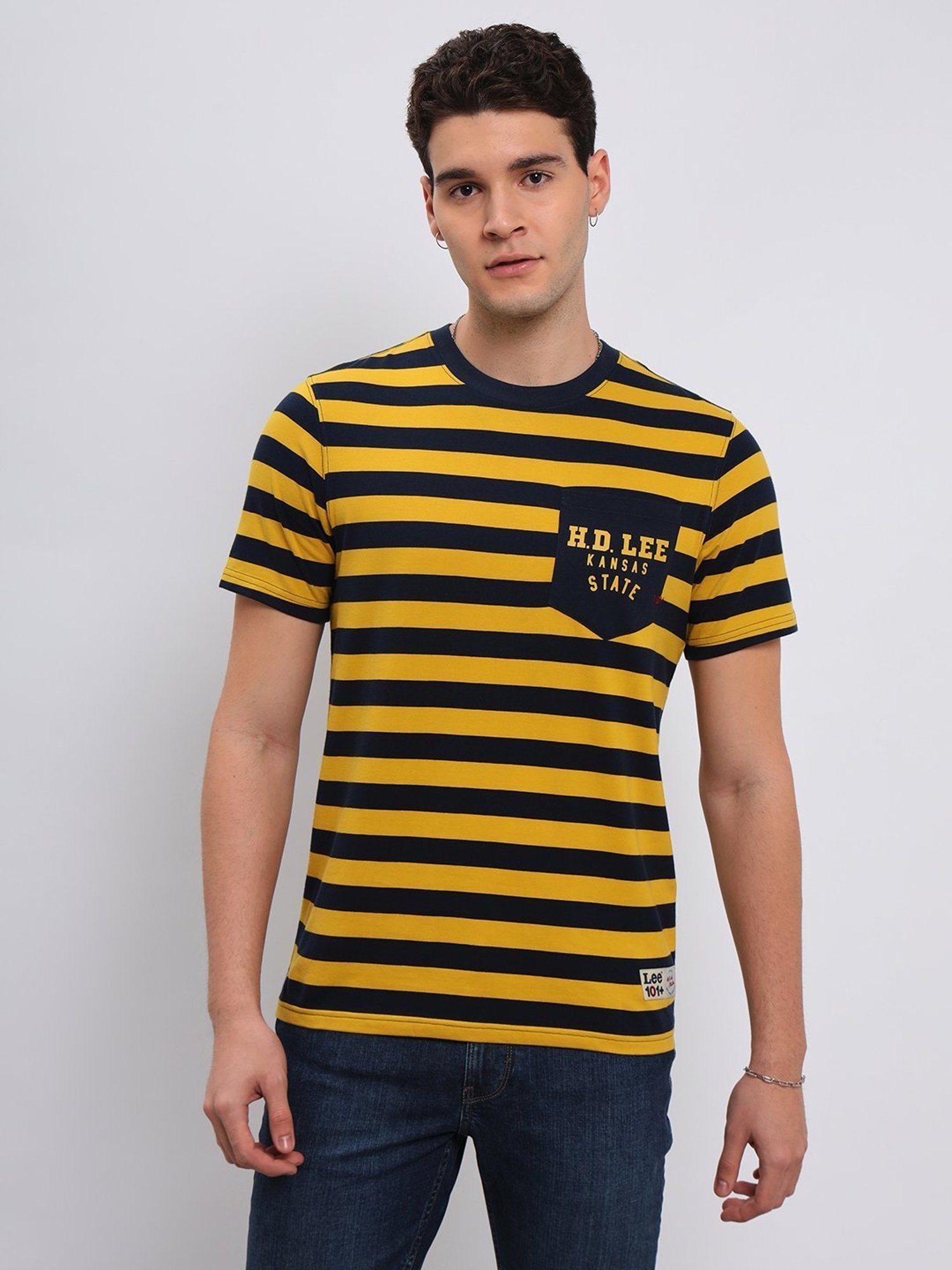 Lee Yellow Slim Fit Striped T-Shirt