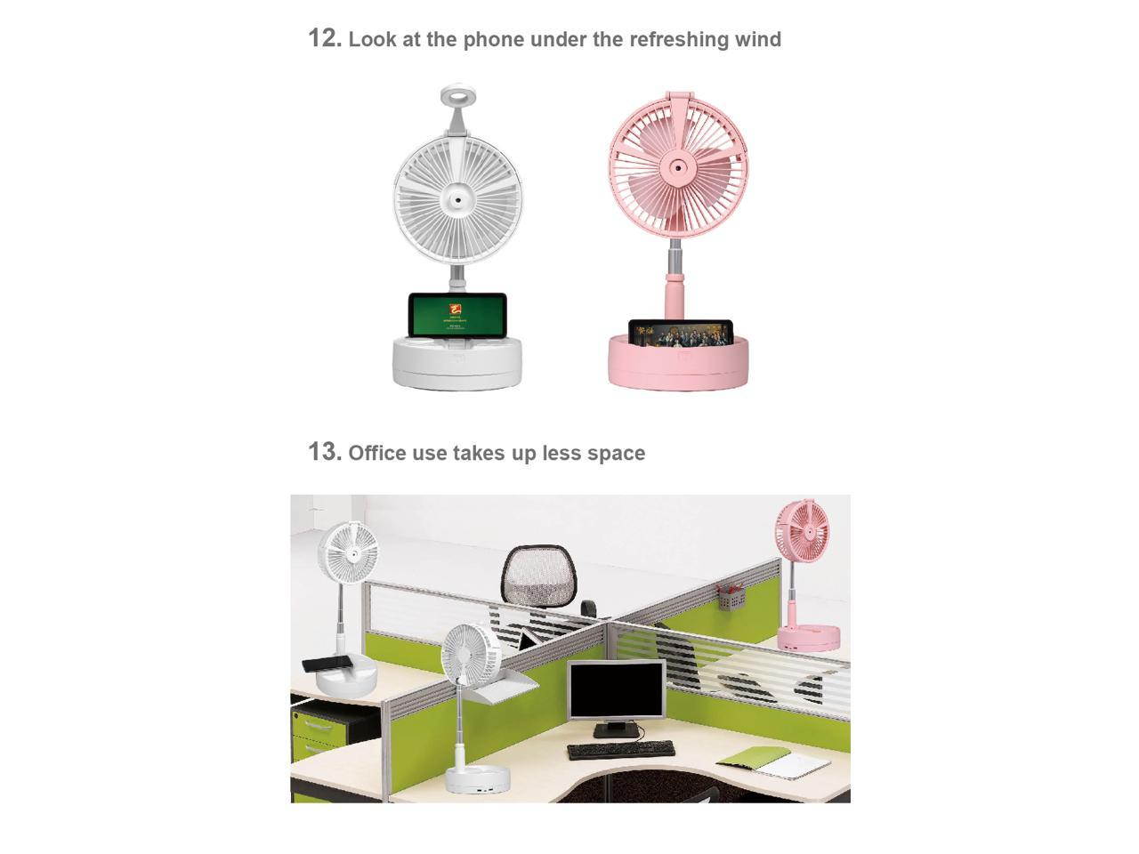 Retractable folding fan spray humidification desk lamp wireless charging multifunctional outdoor storage portable ultra-quiet