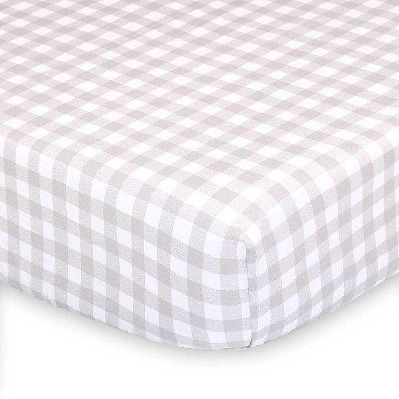 The Peanutshell Farmhouse Gray Check Fitted Sheet
