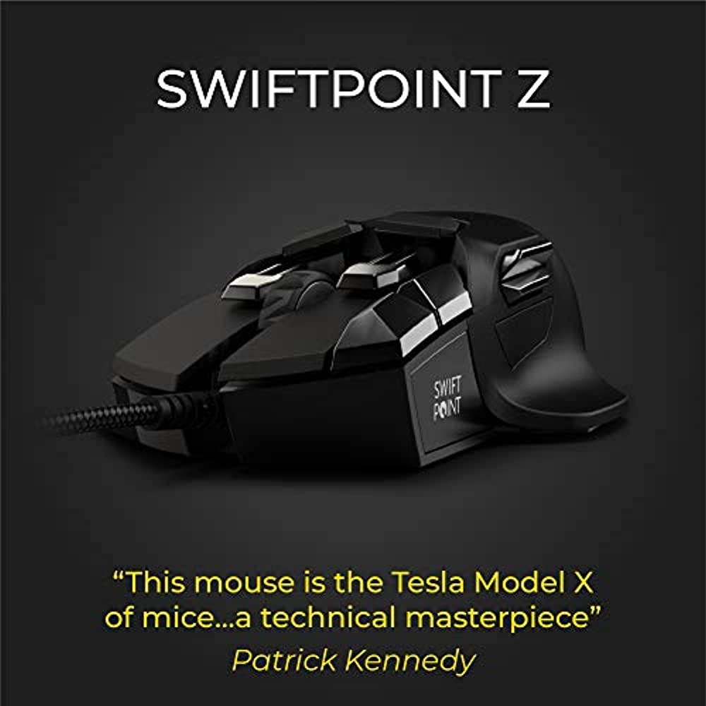 Swiftpoint Z Gaming Mouse, Voted Gaming Innovation of The Year. Tilt, Pivot, Click Softer/Harder to Experience unprecedented intuitive Control in MMO, FPS, RPG, MOBA, or Flying/Driving Games