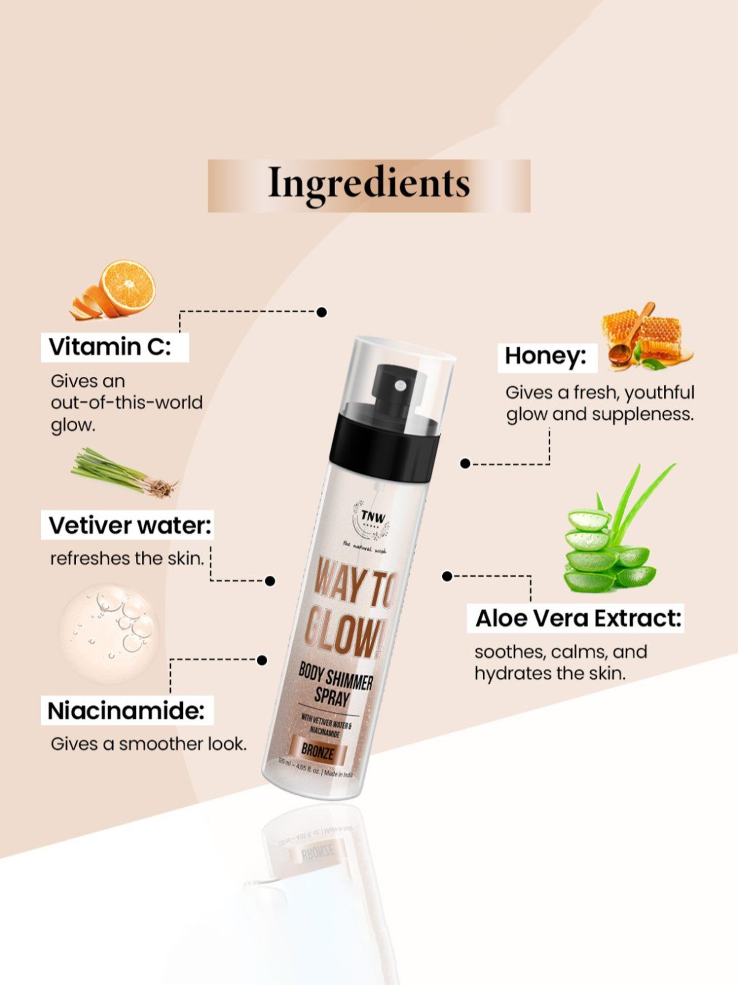 TNW-The Natural Wash Way To Glow! Body Shimmer Spray Bronze - 120 ml