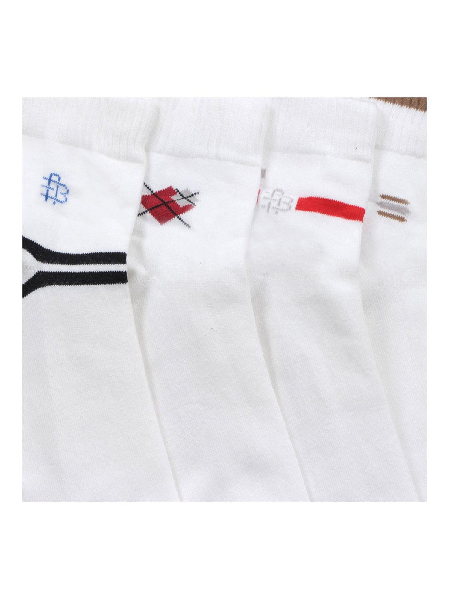 Bonjour White Printed Socks - Pack of 4