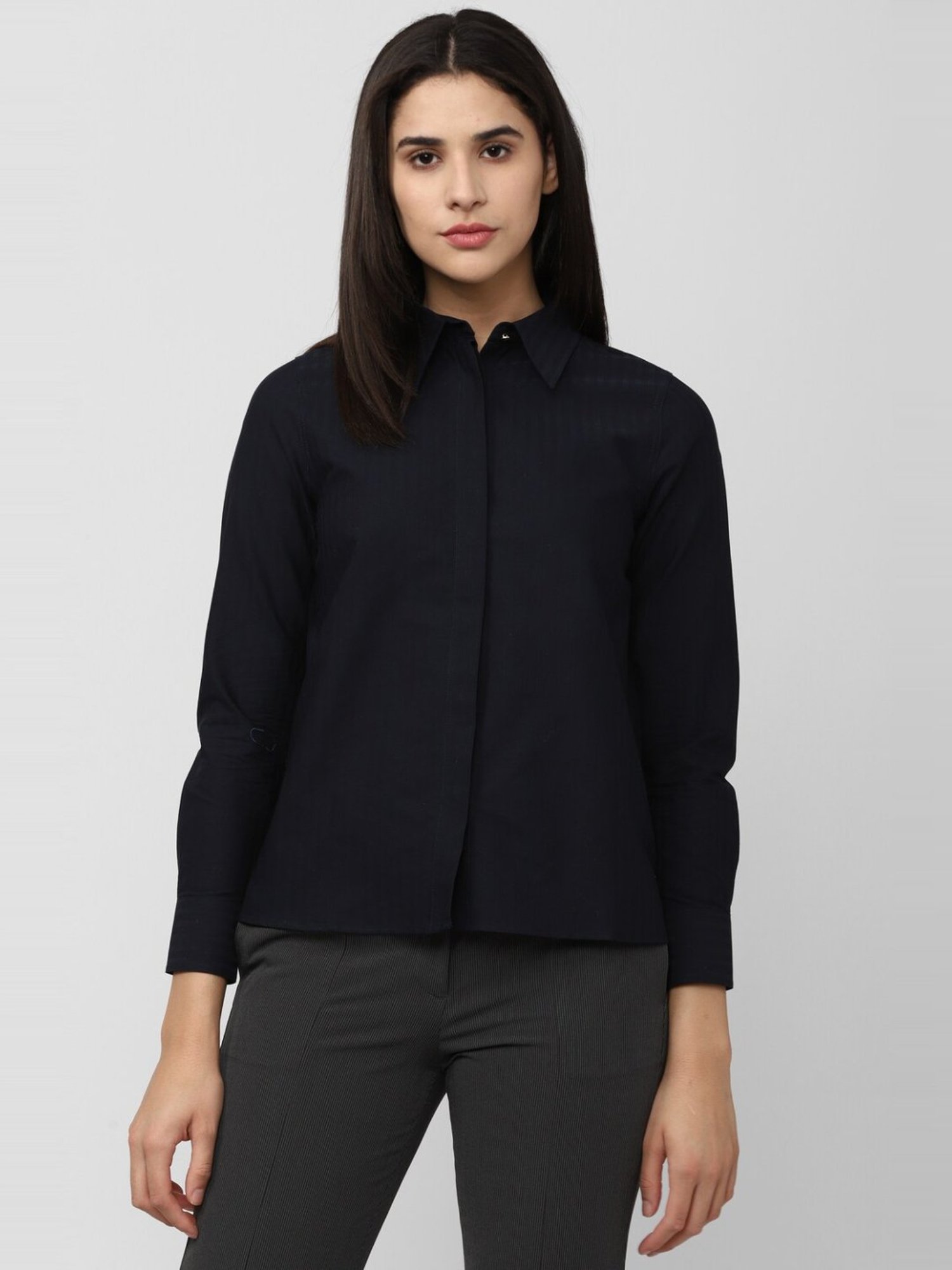 Van Heusen Black Cotton Regular Fit Formal Shirt