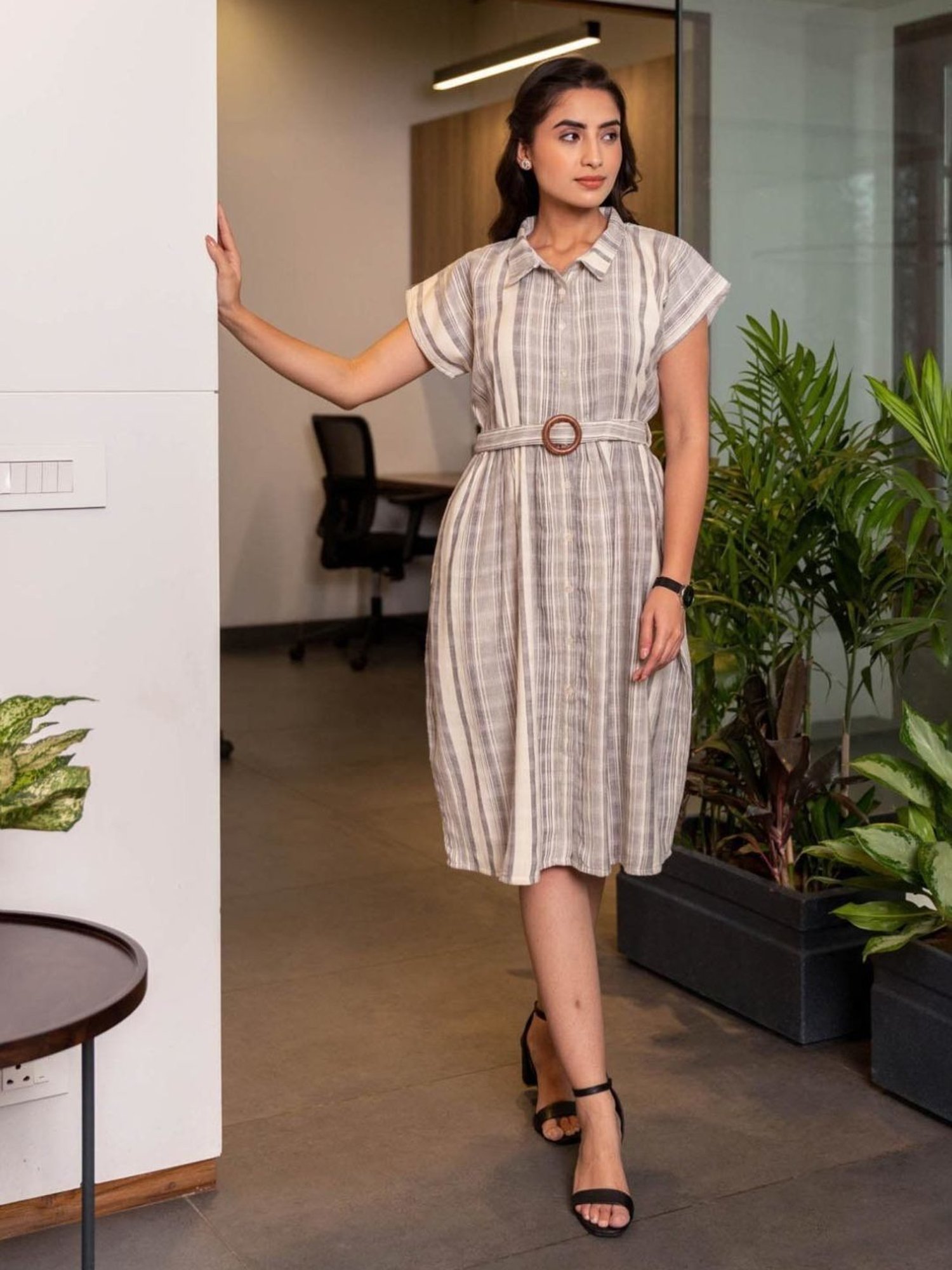 BInfinite Grey Cosmo Striped Dress