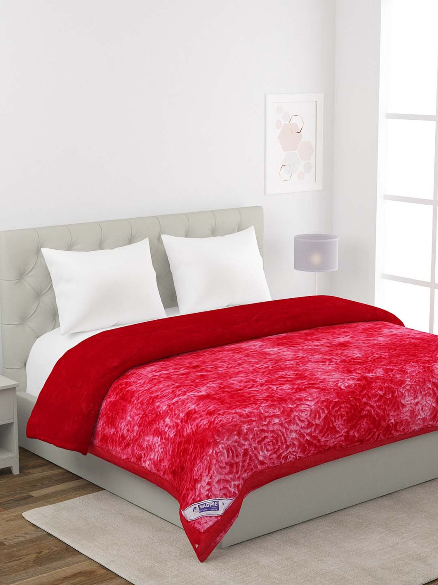 HOSTA HOMES Red Velvet Microfibre Filled Double Quilt - Set of 1