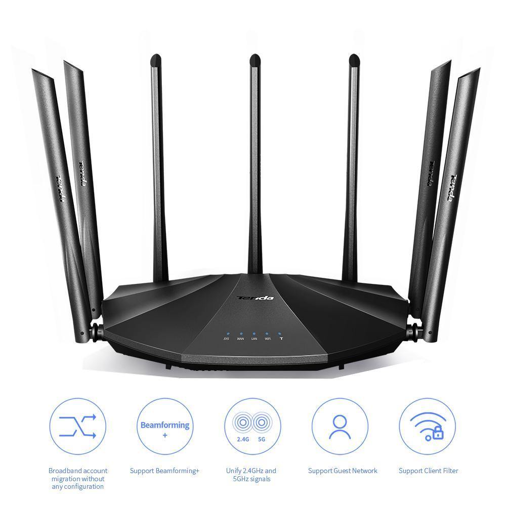 Tenda Smart WiFi Router Dual Band Gigabit Wireless (up to 2033 Mbps) Internet Router for Home