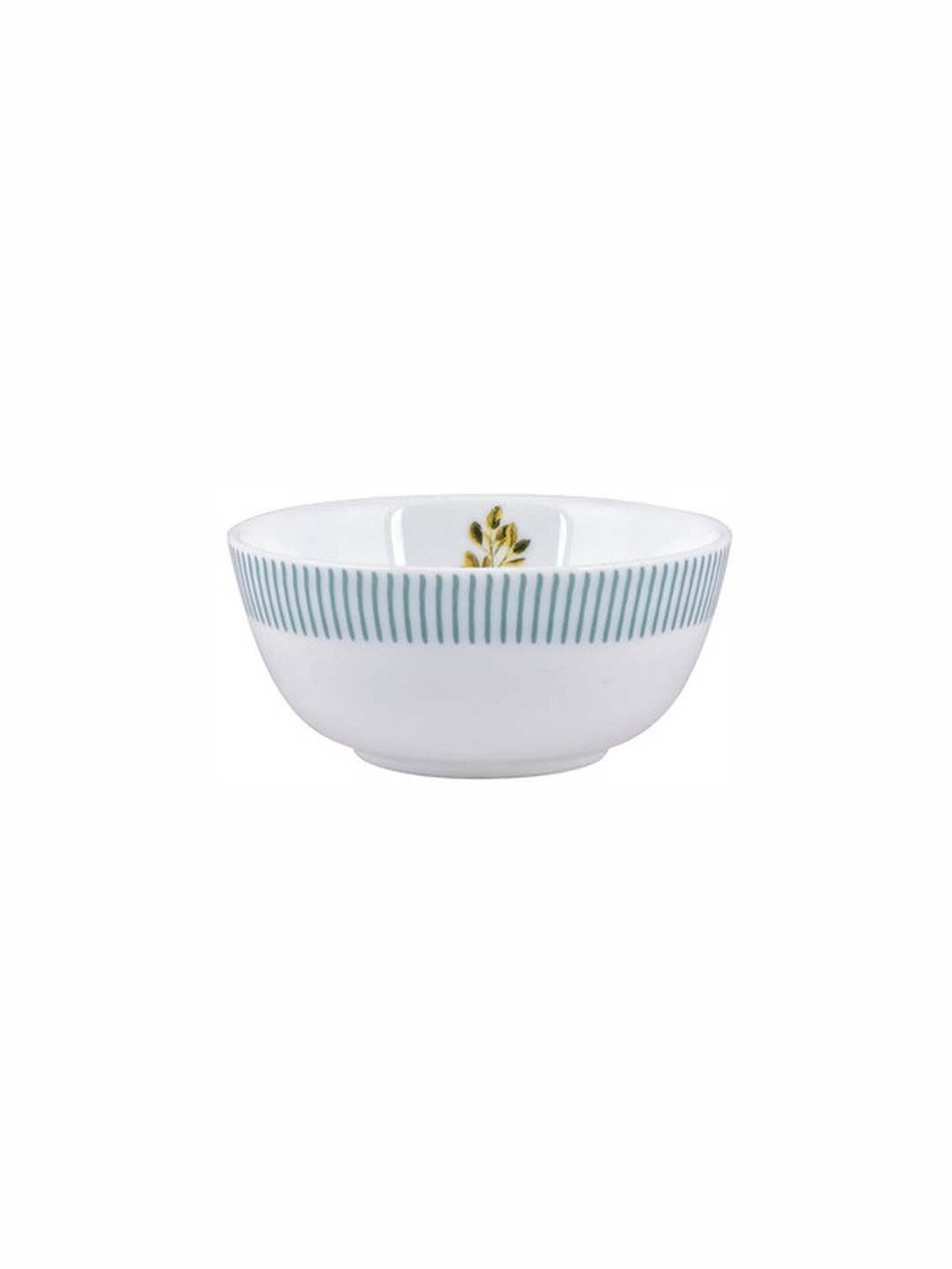 Goodhomes White & Green Opalware Dinner Set (Set of 4pcs Dinner & 4pcs Quarter Plate, 8pcs Veg Bowl)