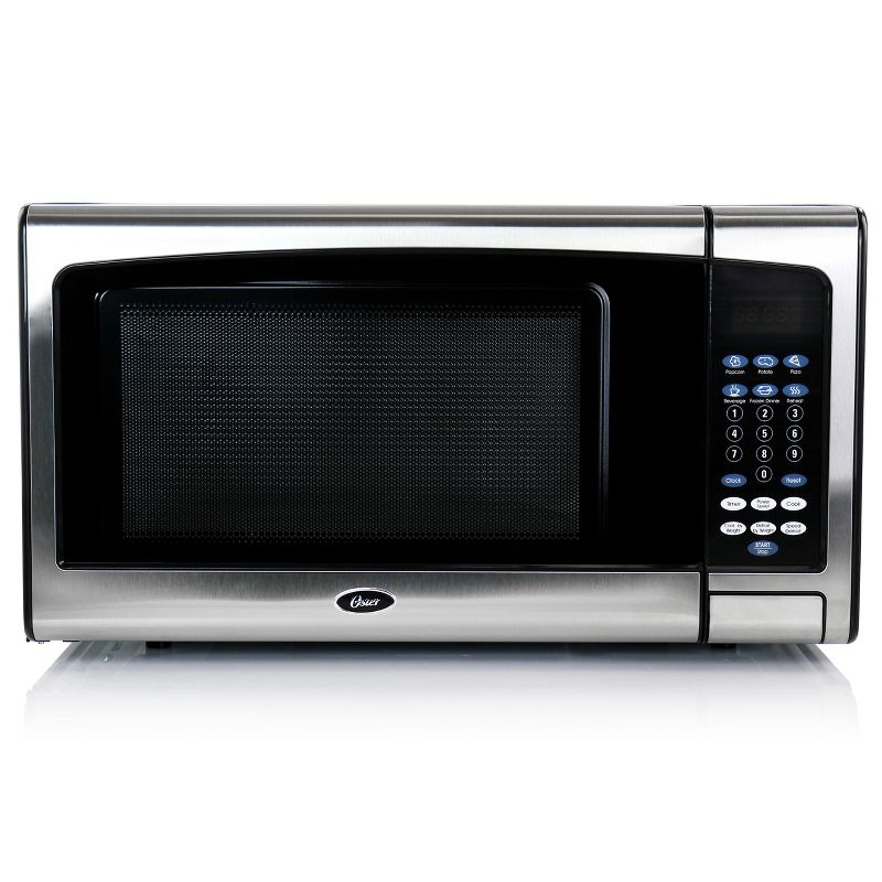 Oster 1.1 CuFt Digital Microwave Oven in Black and Silver