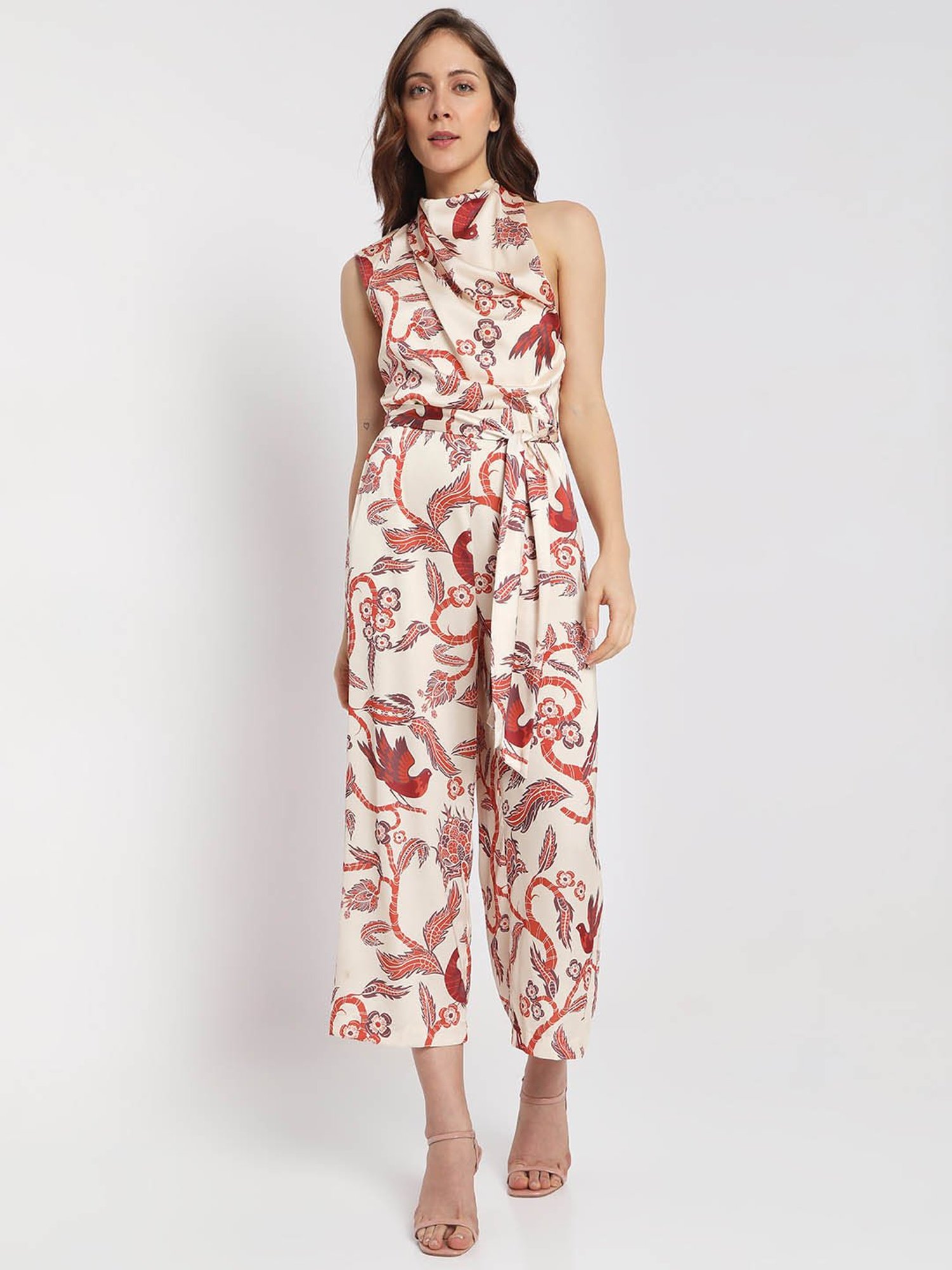 Vero Moda Cream Printed Jumpsuit