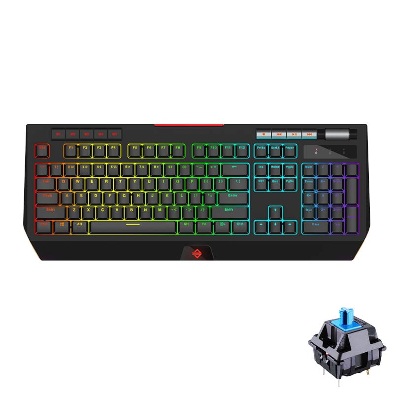 A-jazz AK525  Ergonomic Design, Cool Exterior USB  Wired Brown Mechanical RGB Gaming Keyboard - Black