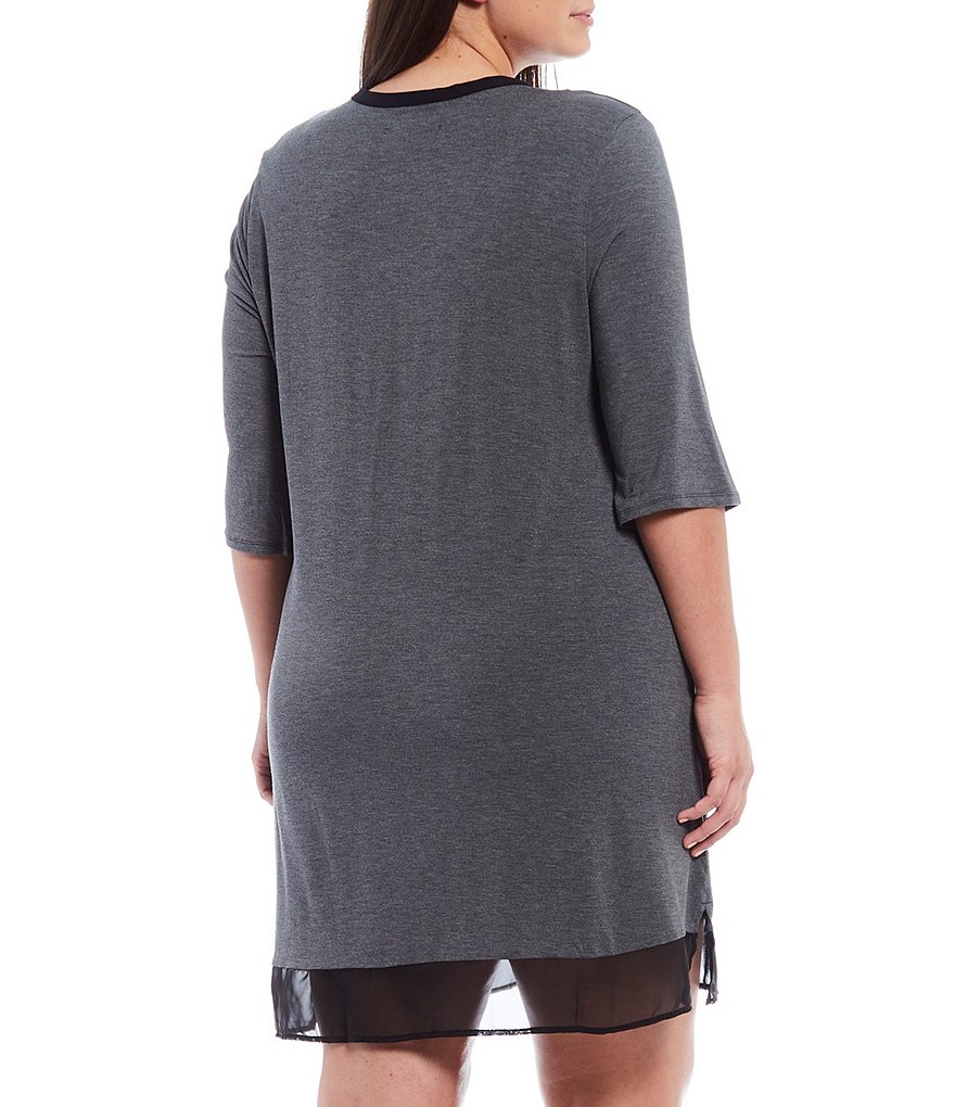 Rya Plus Darling Scoop Neck Charmeuse & Lace Solid Chemise