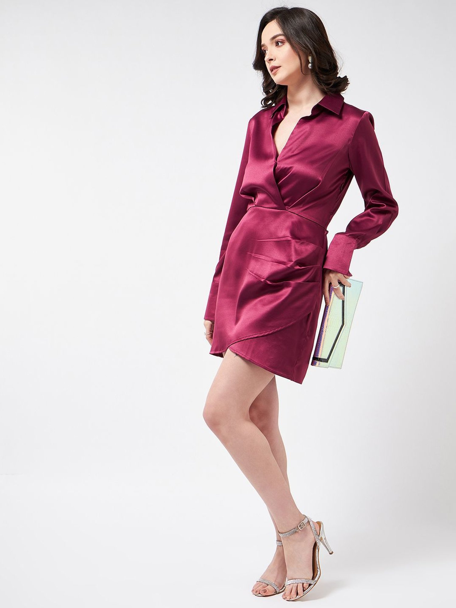 Magre Wine Regular Fit A Line Dress