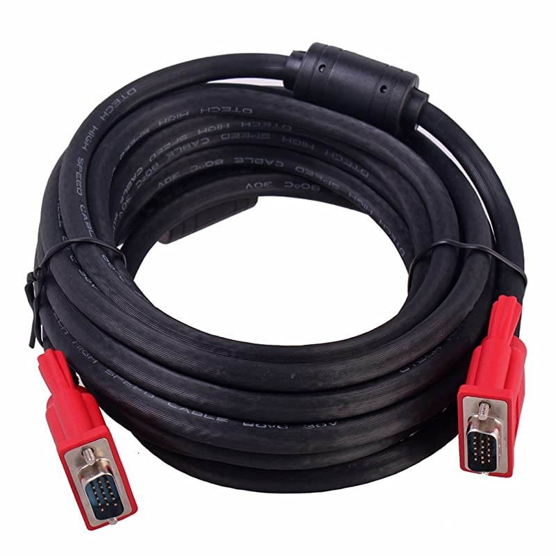Computer Monitor VGA Cable 5 Feet with Dual Ferrite Cores Standard 15 Pin Male to Male Wire Full HD 1080P