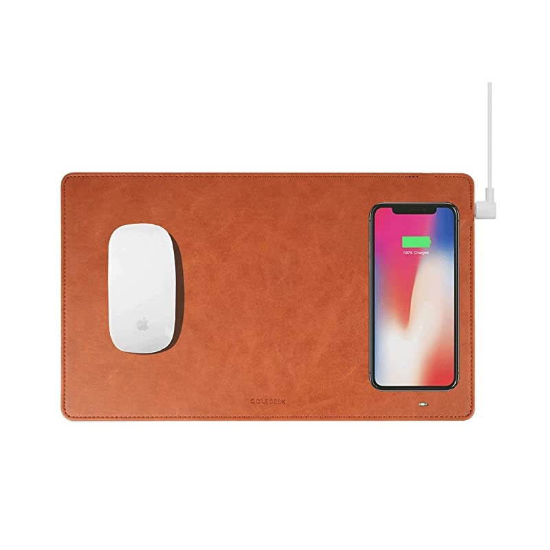 PAD Qi Wireless Fast Charging Mouse Pad Mat for iPhone 11 X iPhone 8 Galaxy S9 S10 S20 Plus Samsung Note 8 9 10 Brown