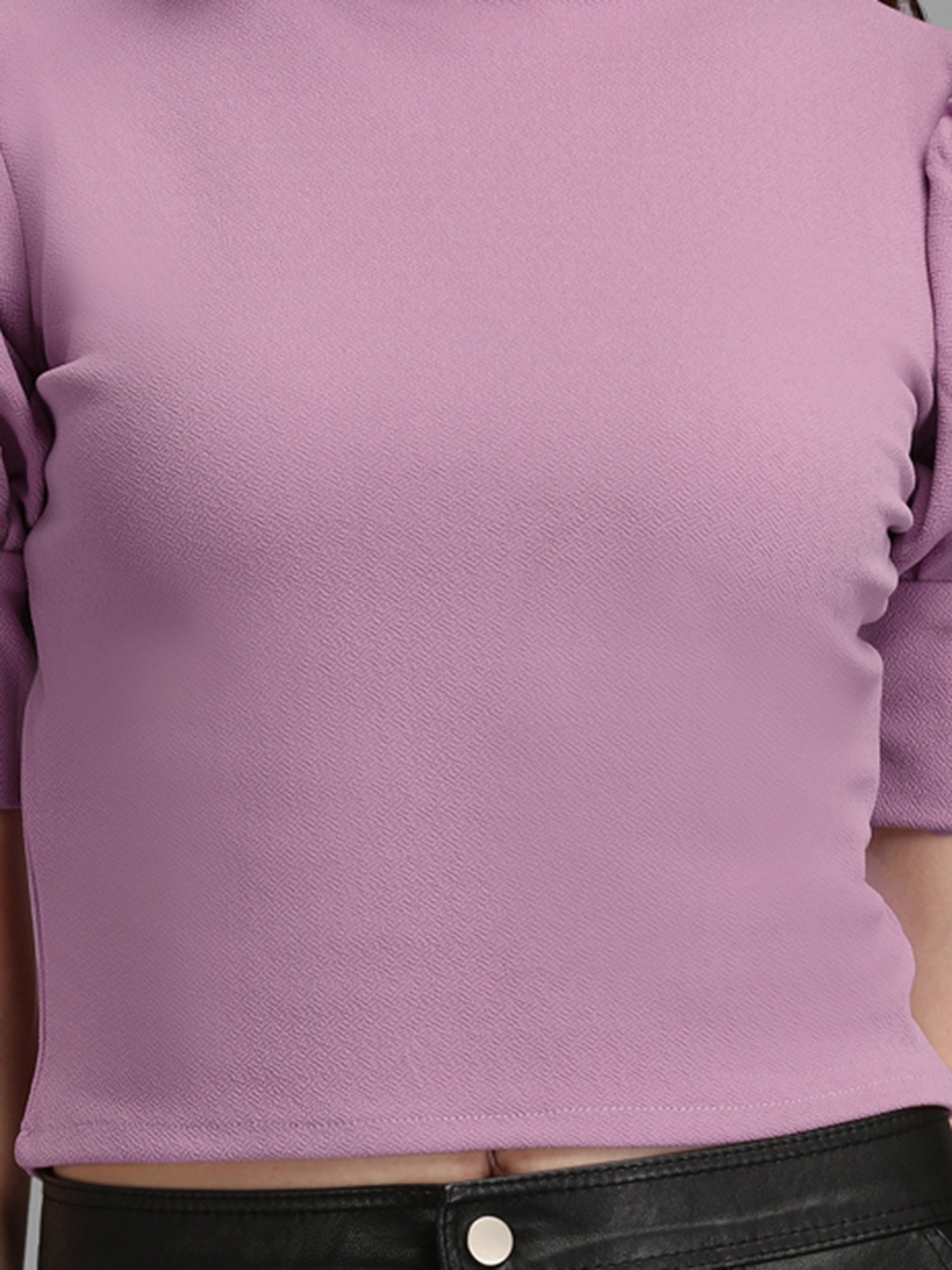 PURVAJA Purple Regular Fit Crop Top