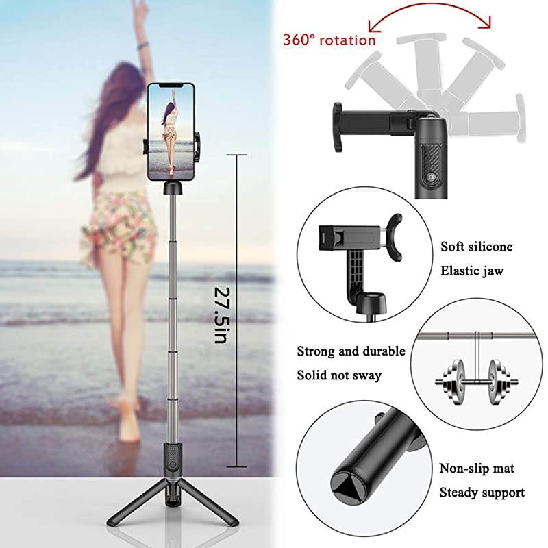 Selfie Stick Tripod Bluetooth Selfie Stick  Mini Pocket Selfie Stick Scalable Integrated Design with Wireless Remote Control for iPhone Xs MAXXRXSX 88 Plus 77 Plus 6s 6 Ga