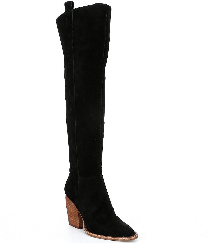 Gianni Bini Bhannks Suede Over-the-Knee Stack Heel Boots