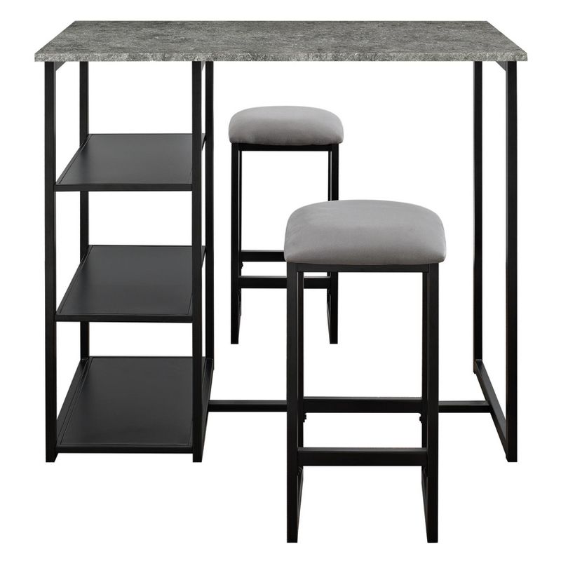 3pc Visby Counter Height Dining Set with Faux Concrete Top Gray/Black - Dorel Living