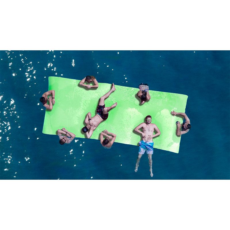 Floatation iQ Floating Oasis 15 x 6 Foot Foam Island Water Pool Lake Lounger Play Pad Mat, Lime and Yellow