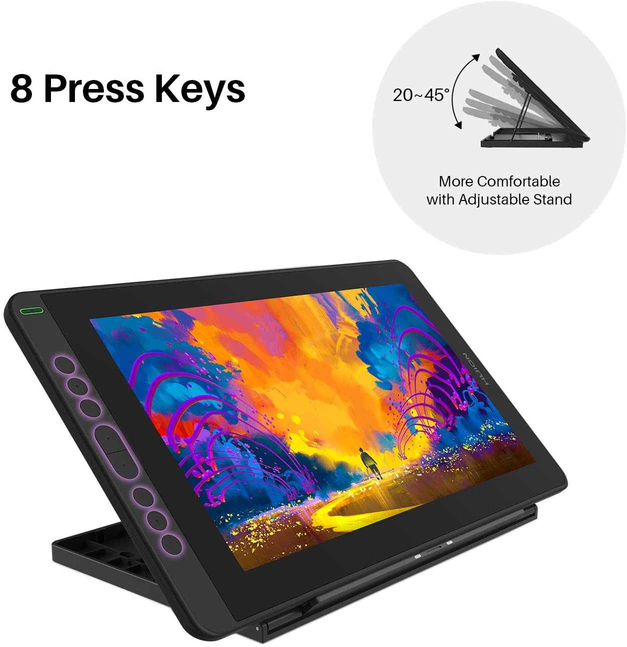 HUION 2020 Kamvas 12 Ultrathin Graphic Drawing Tablet with Screen Full-Laminated Pen Display Digital Drawing Monitor, Battery-Free Stylus, Tilt Function 8192 Pen Pressure, Stand Included-11.6 Inch