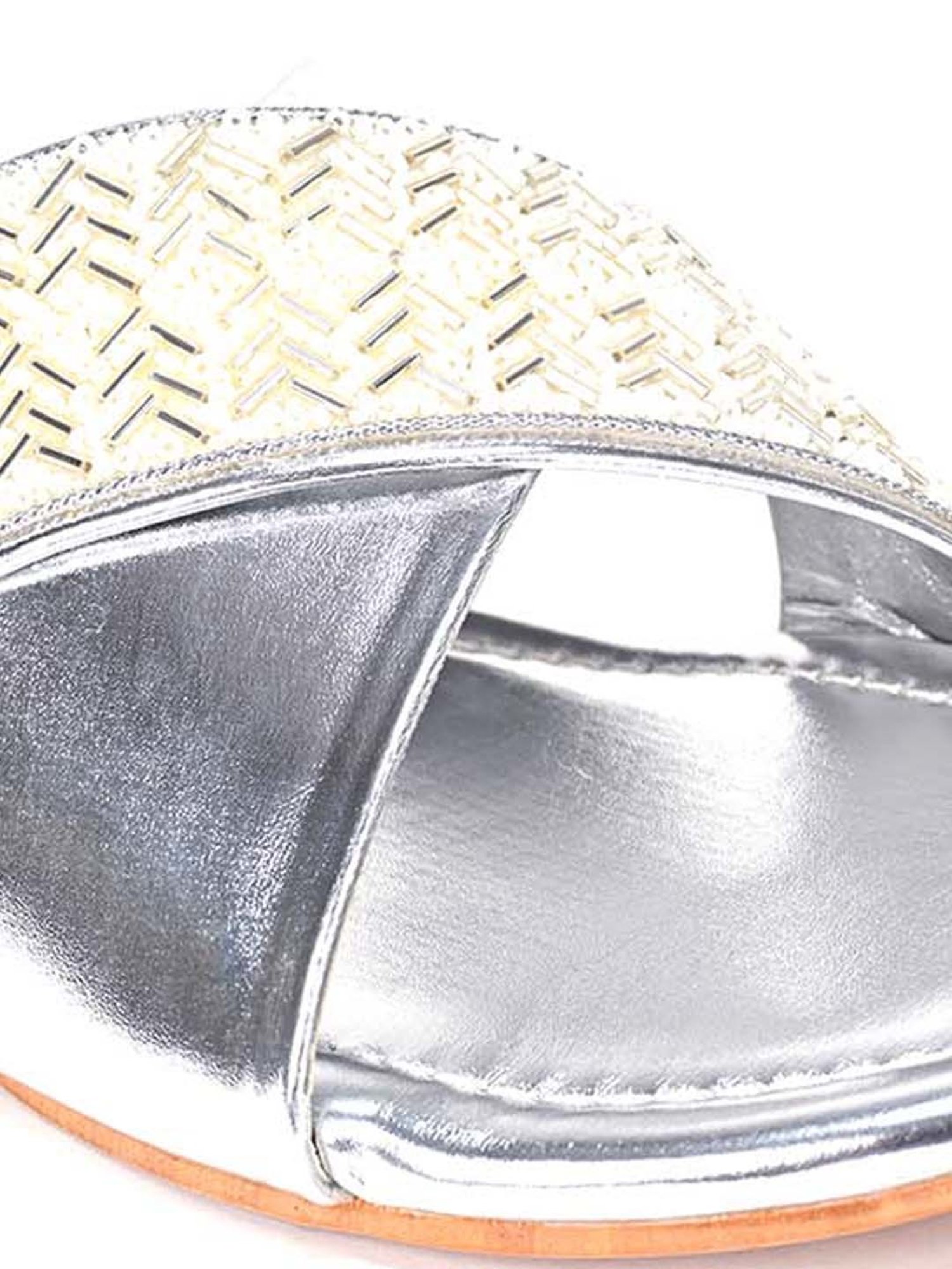 Scentra Women's Silver Cross Strap Sandals