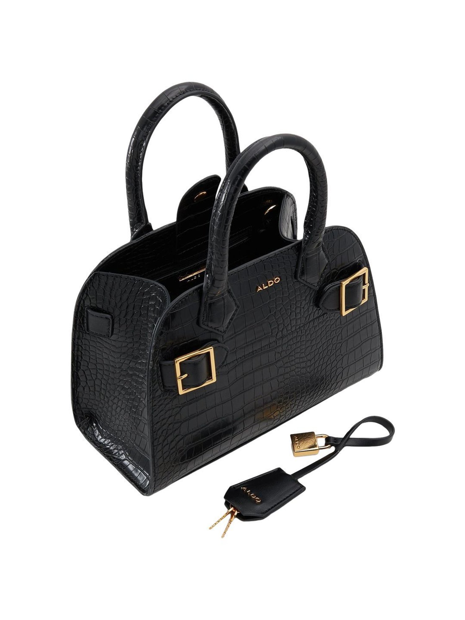 Aldo Black Striped Small Handbag