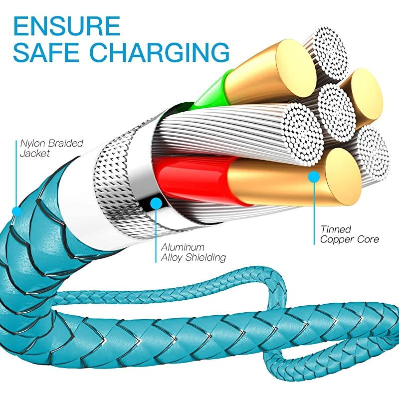 USB C Cable,  Type C Charging Cable 3 Pack (6Ft) Braided Fast Charging Cord Compatible with Samsung Galaxy A20 A50 A51 A71 A10 A10e S10 S20 Plus Note10, LG Stylo 5 4,and Other USB C Device