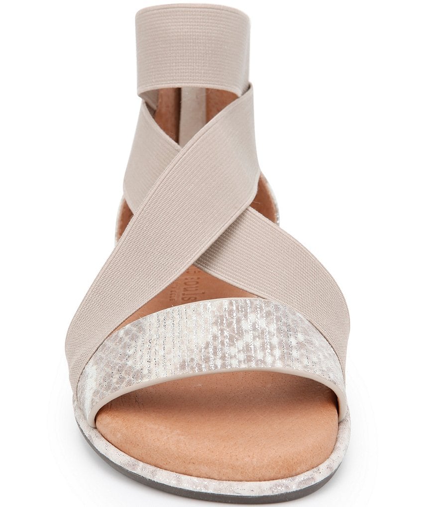 Gentle Souls Break Elastic Snake Print Leather Sandals