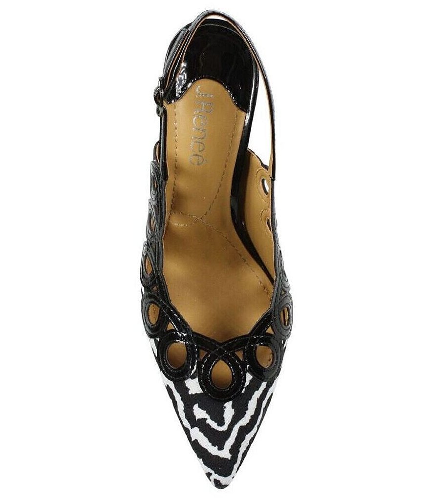 J. Renee Reghina Zebra Print Fabric Slingback Pumps