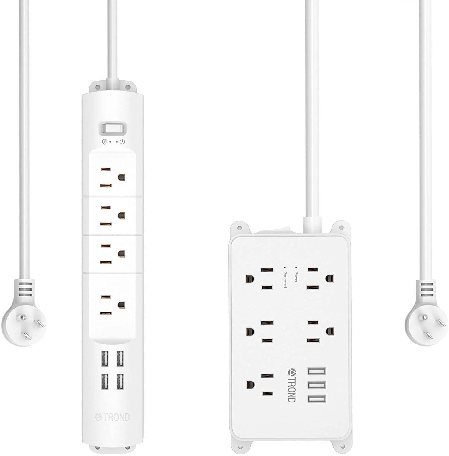 6Outlet + 2 USB 1050 Joule Surge Protector Power Strip with 25Ft Long Extension Cord White UL Listed