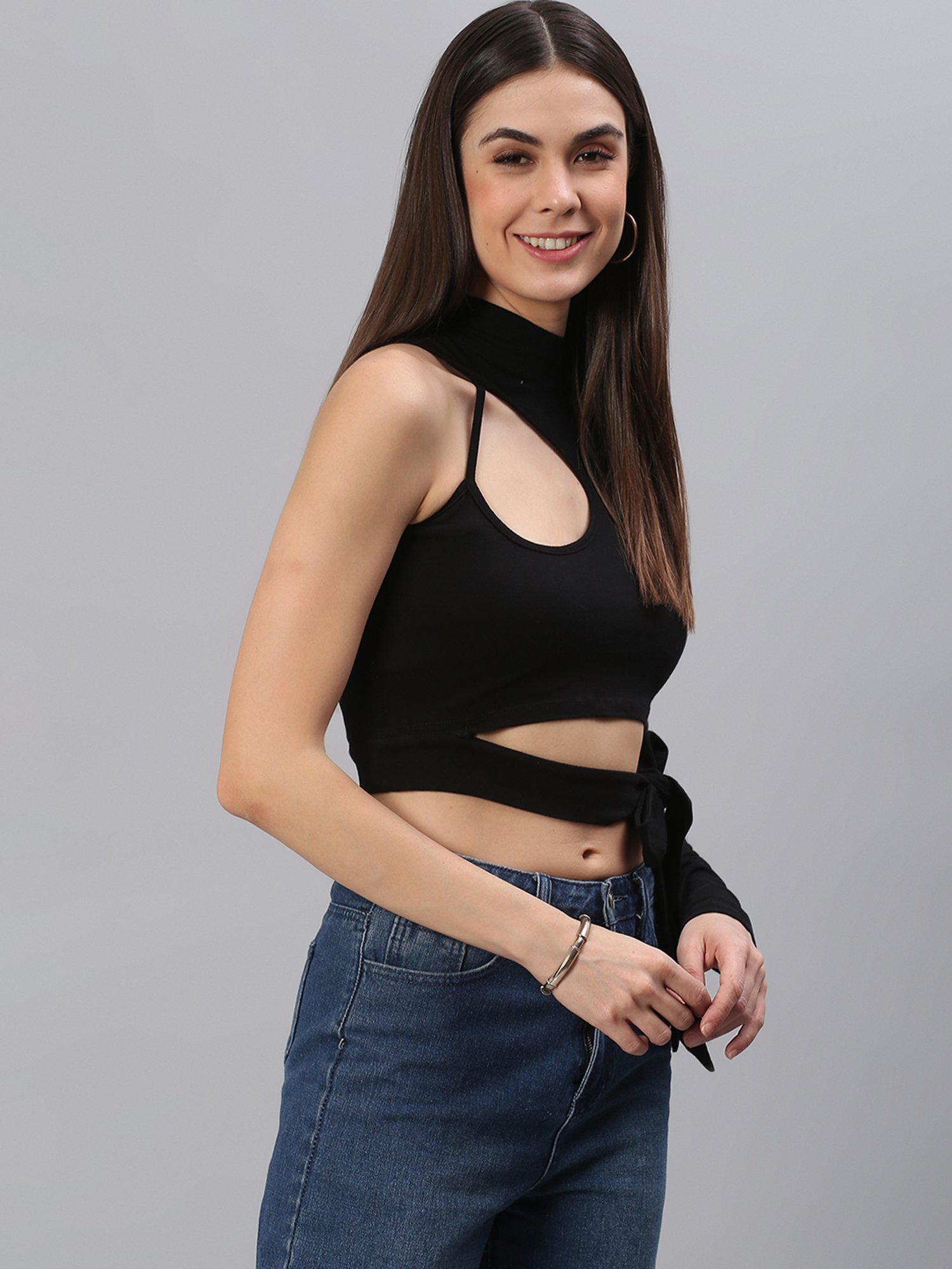 Cation Black Crop Top