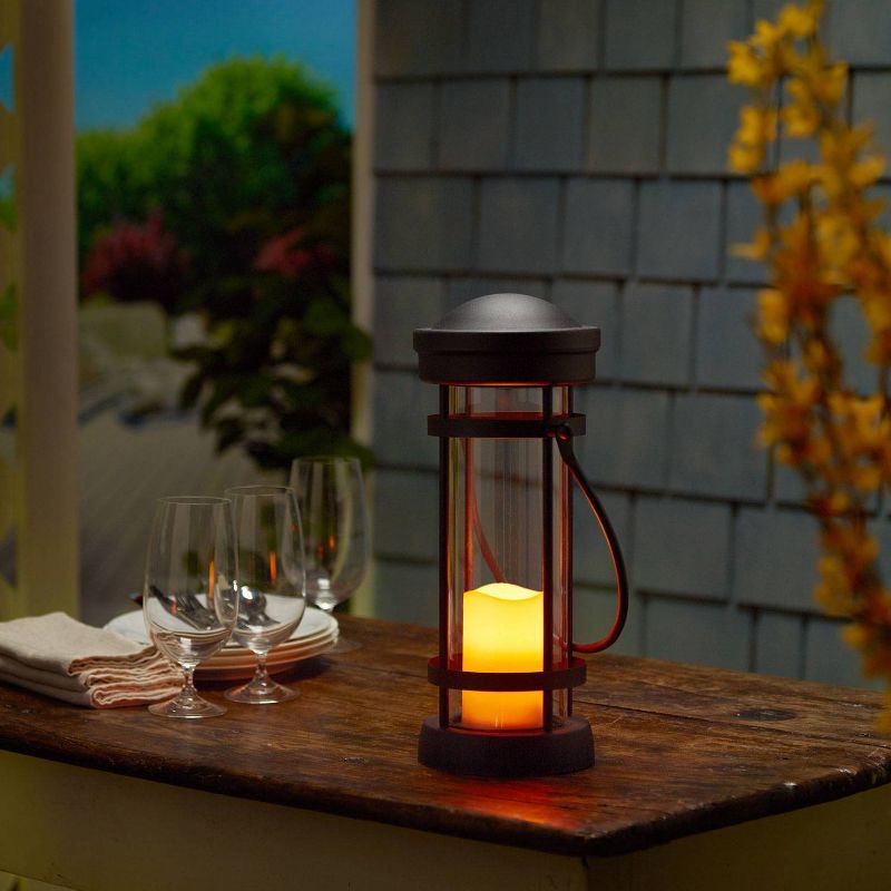 16" Revere LED Candle Outdoor Lantern Brown - Smart Living