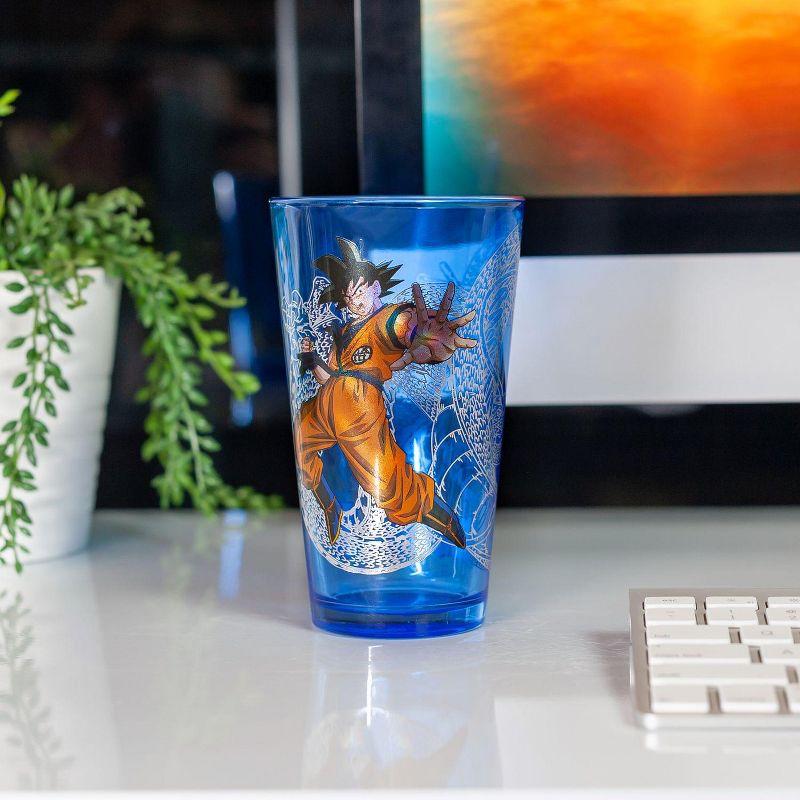 Just Funky Dragon Ball 16 Oz Pint Glass | Goku and Shenron Collectable Blue Drinking Cup