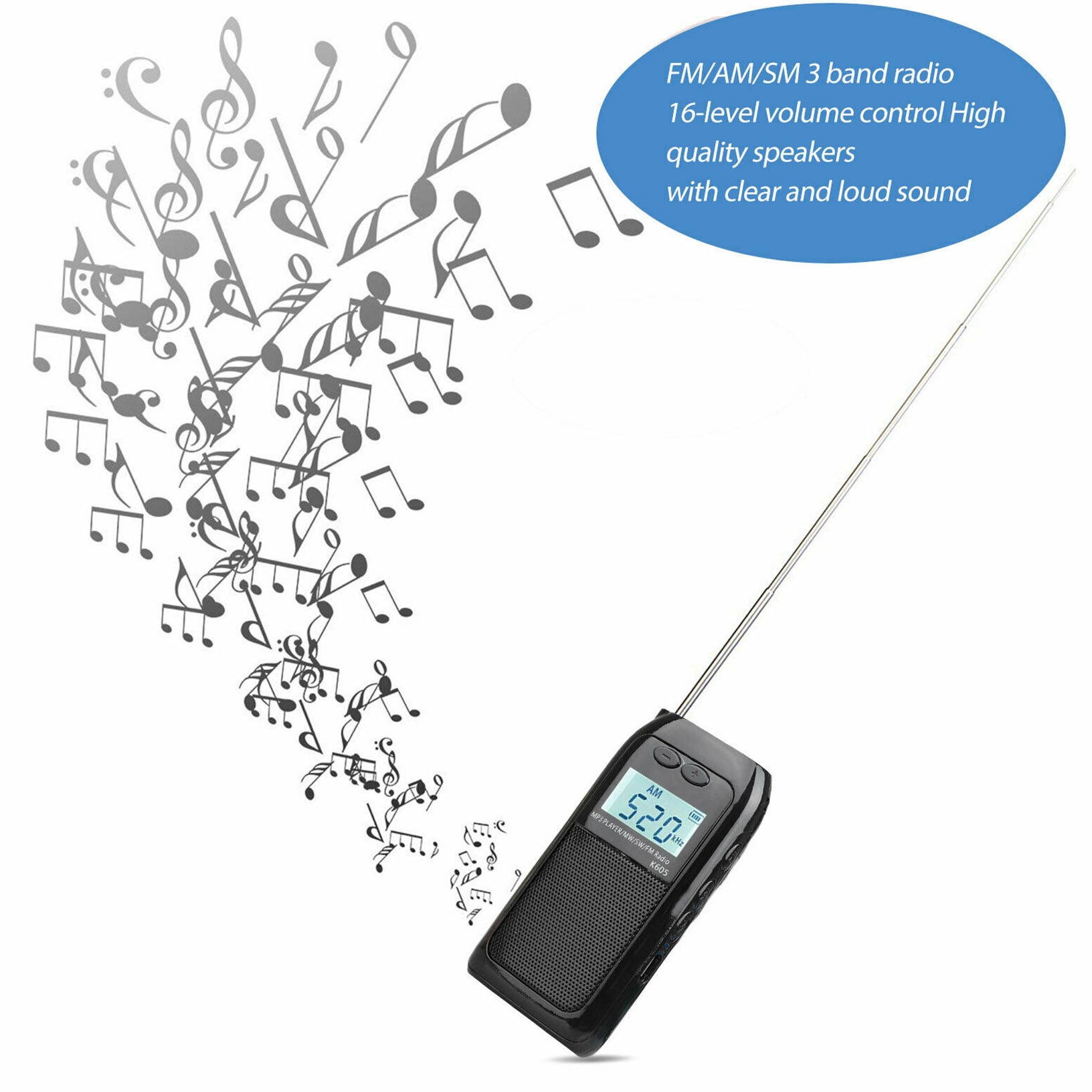 Digital FM AM SM Radio Mini Pocket Walkman Receiver Stereo w/ Earphones