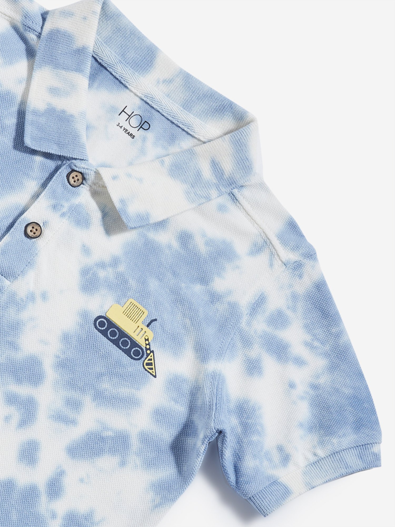 HOP Kids by Westside Blue Tie-Dye Printed Polo T-Shirt
