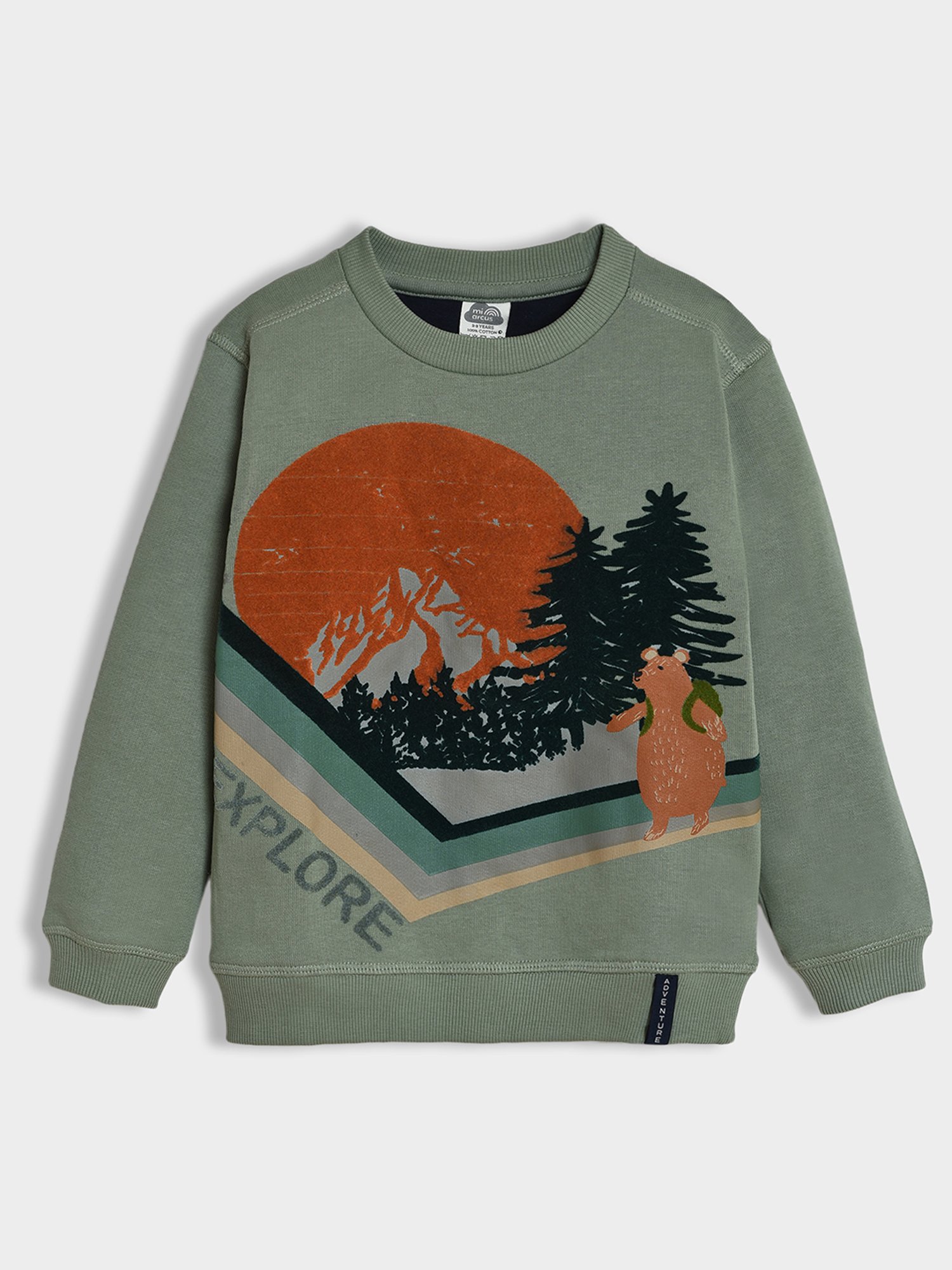 MiArcus Boys Green Printed Full Sleeves Sweatshirt