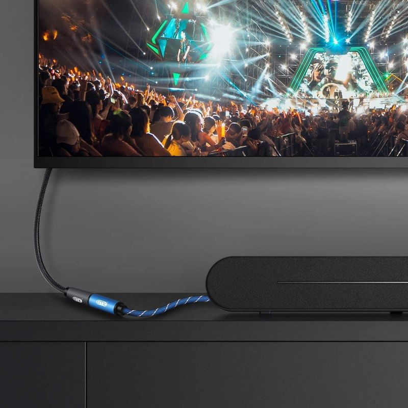 Optical Extension Cable Male to Female Coupler CableToslink Audio Cable Nylon Braided Jacket 24K Gold-Plated Fiber Digital Extension Adapter Cable for Home Theater Sound bar TV PS4 Xbox (3.3ft)