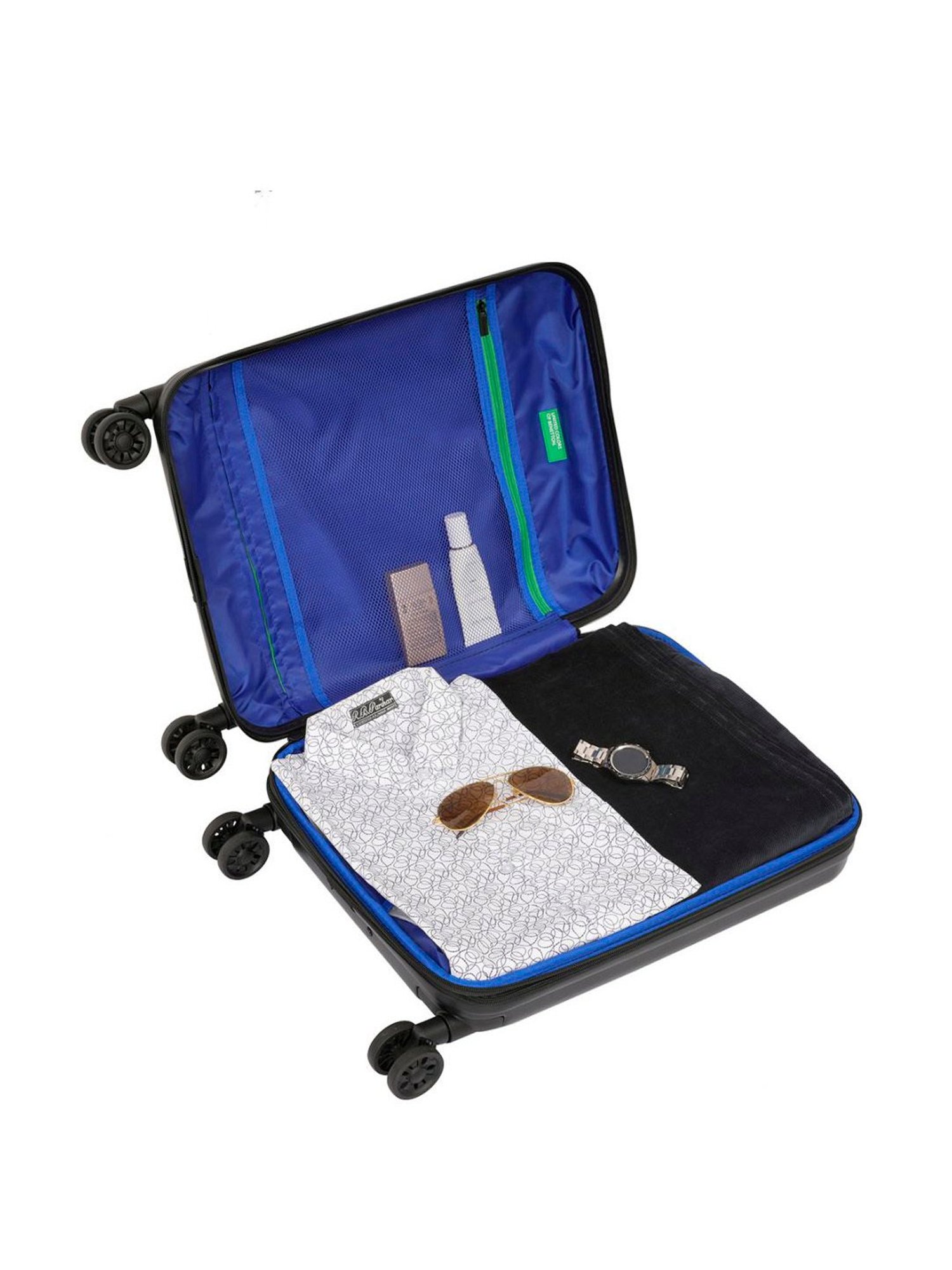 United Colors of Benetton Ryzen Black Solid Hard Cabin Trolley Bag - 55 Cms