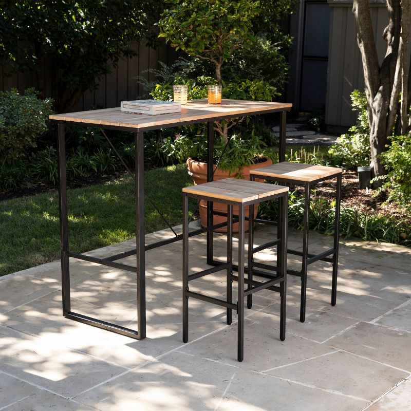 4-Person Rockshire Rectangle Pub Table - Natural and Black - Aiden Lane
