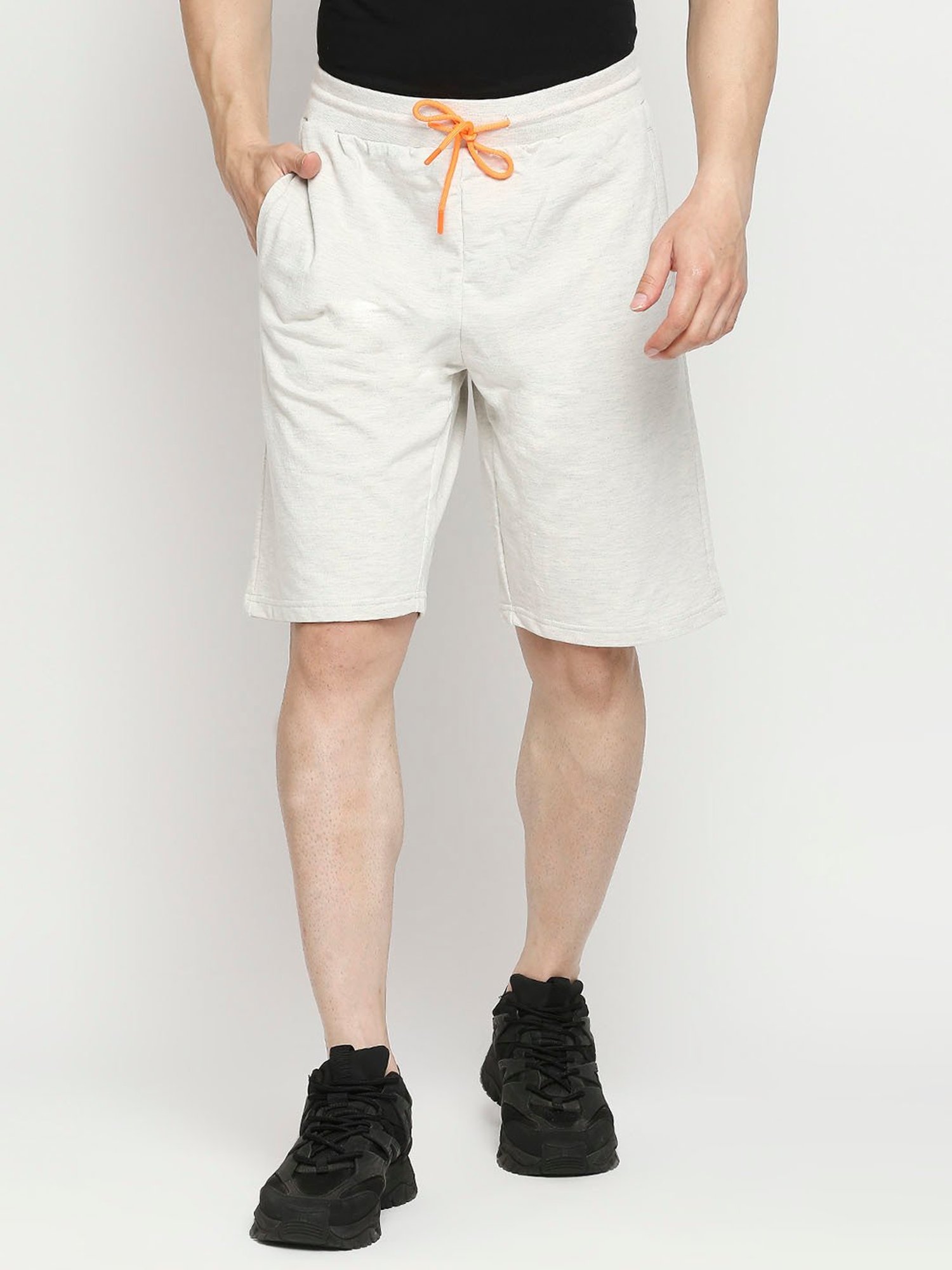 UnderJeans by Spykar White Cotton Regular Fit Shorts