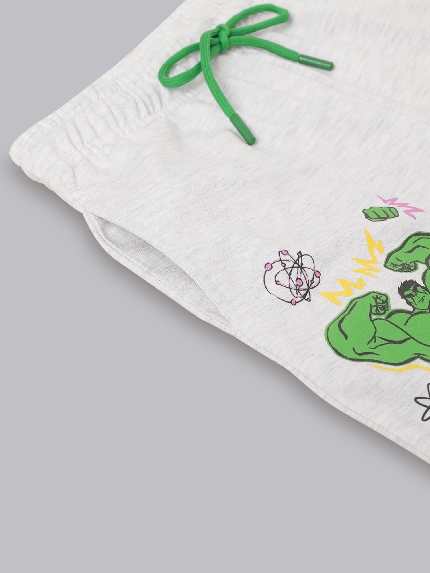 Boysville Grey & Green Printed Hulk Shorts