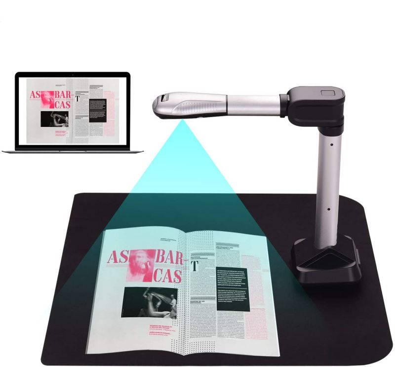 BK51 USB Document Camera Scanner Capture Size A3 HD 16 Mega-pixels High Speed Scanner with LED Light for ID Cards Passport Books Watermarks Setting PDF Format Export for Classroom Office scanner