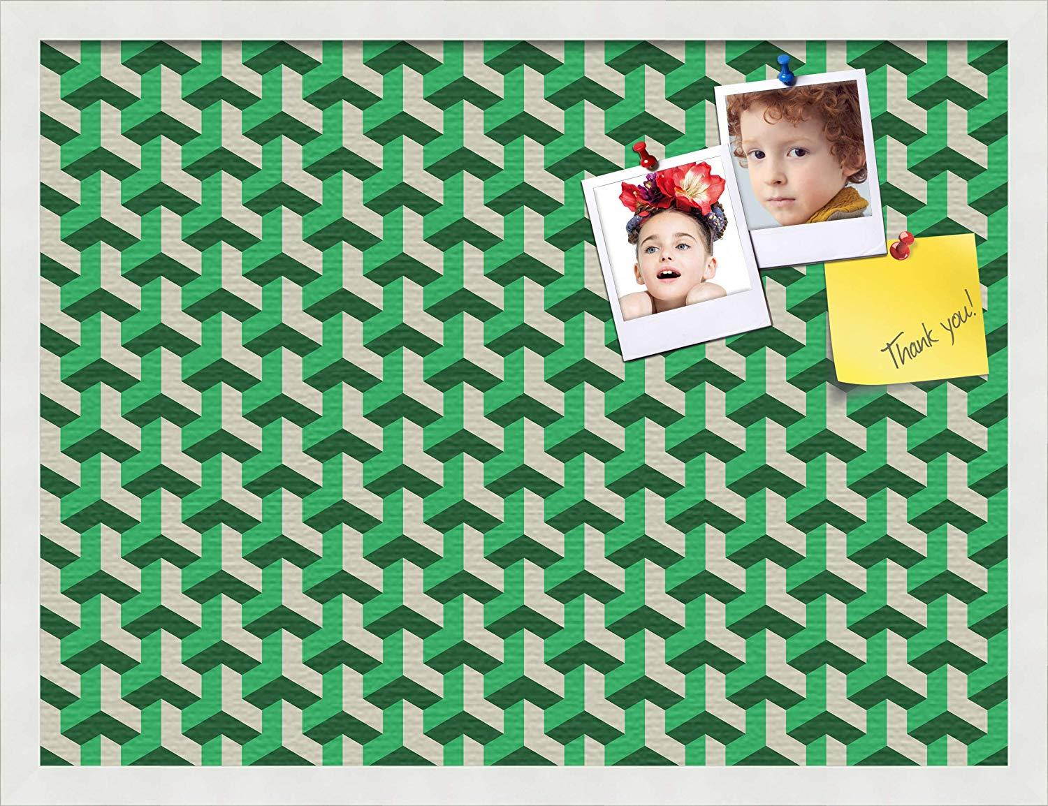 PinPix pin Cork Bulletin Board Made from Canvas, BAUS Green Beige 24x18 Inches (Completed Size) and Framed in Satin White Frame (PinPix-1531-24x18_FRBW26074)